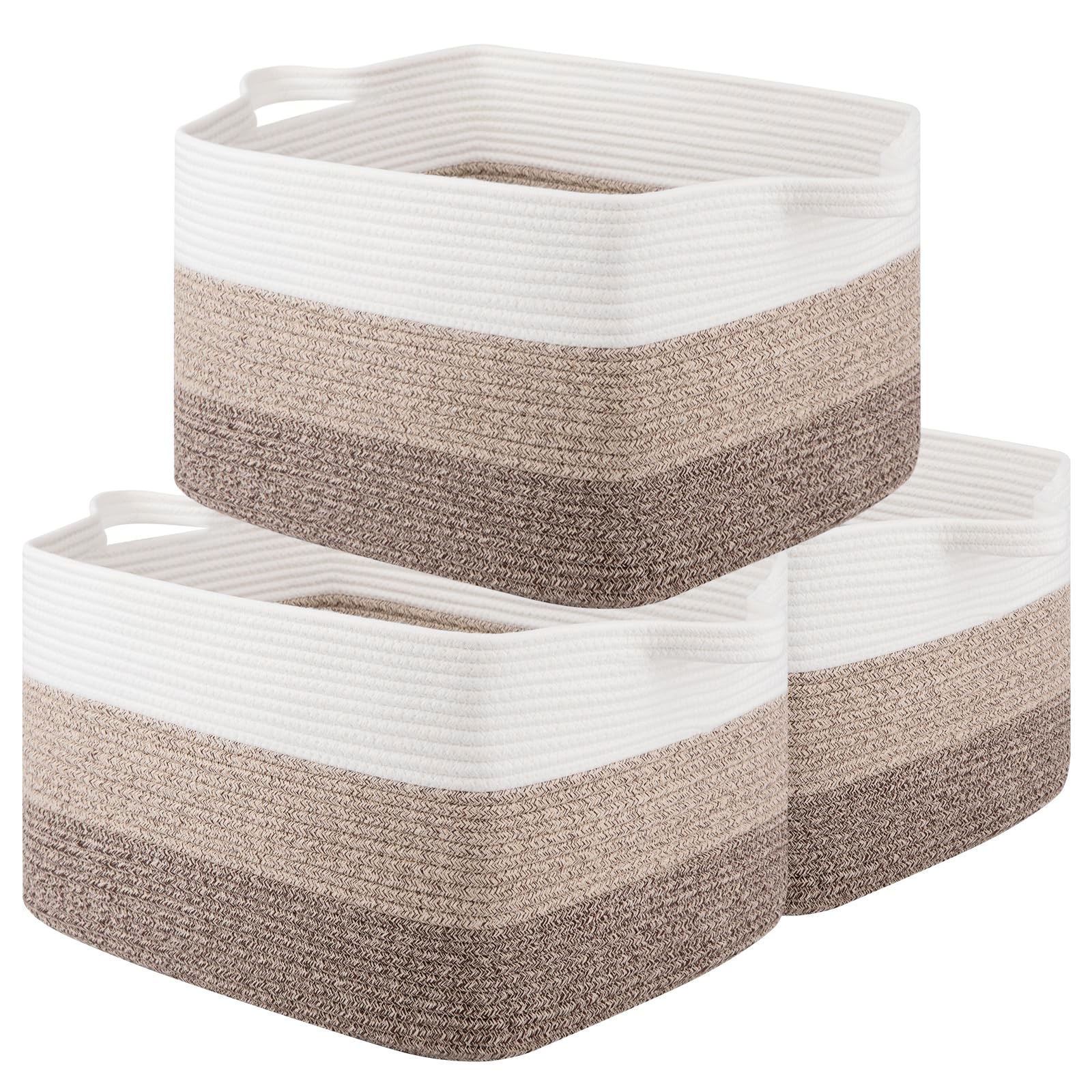 OIAHOMY Cotton Rope Storage Baskets for Organizing Gradient Yellow 3-Pack