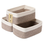 MiniArk Small Storage Baskets for Organizing | Closet Organizer Bins | Shelf Toy Basket | Woven Rope Baskets | Cube Decorative Box | Shallow Basket | L11.5xW7.5xH4.7| Brown
