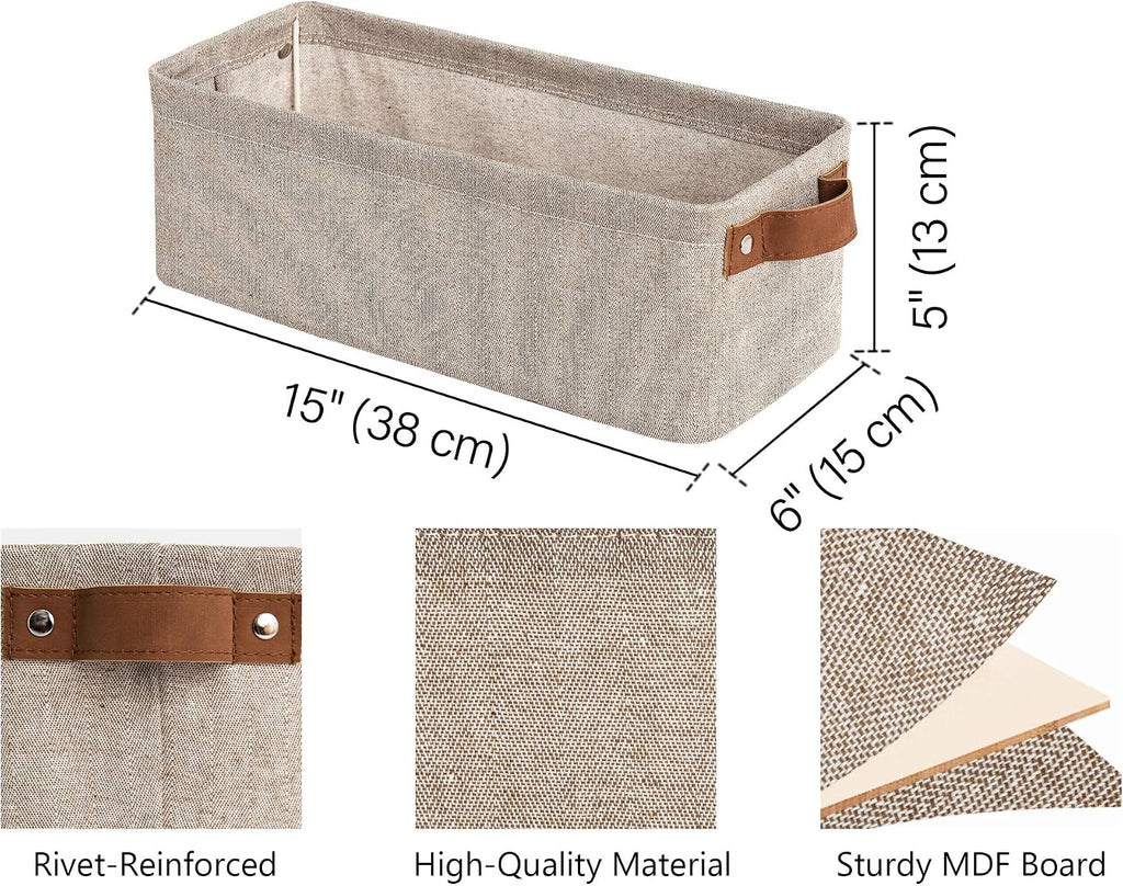 StorageWorks Narrow Storage Bins, Long Baskets, Brown and Beige, 2-Pack
