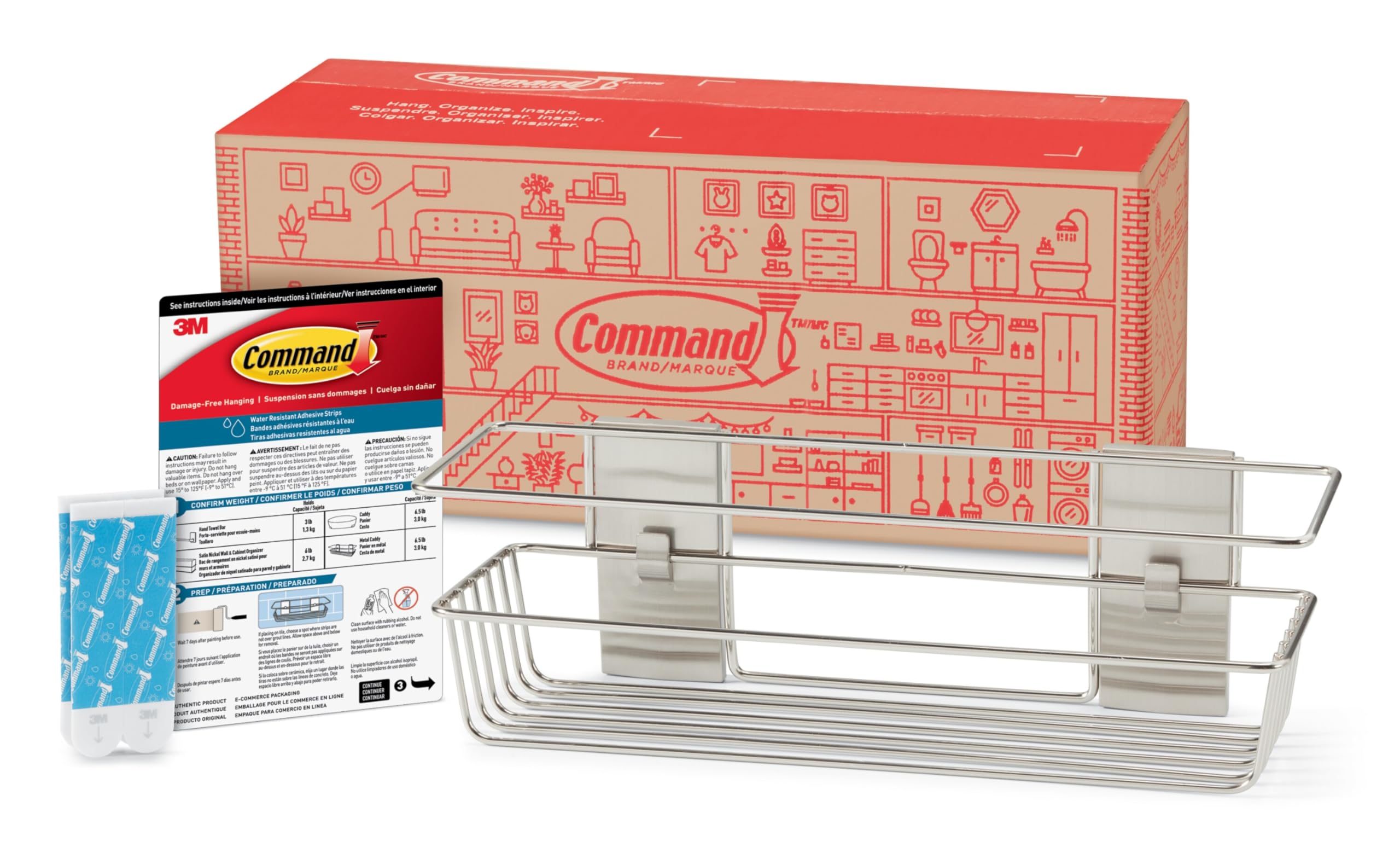 Command Shower Caddy, 1 Caddy, 4 Large Strips
