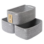 MiniArk Small Storage Baskets for Organizing | Closet Organizer Bins | Shelf Toy Basket | Woven Rope Baskets | Cube Decorative Box | Shallow Basket | L11.5xW7.5xH4.7| Brown