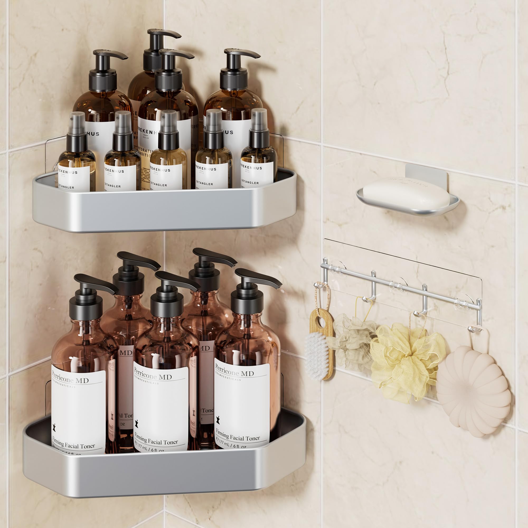 Veken Corner Shower Caddy 3-Pack, Advanced Rustproof Design&Stable Storage