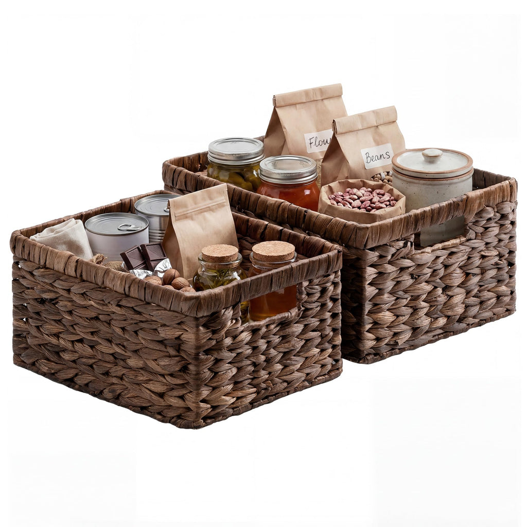 StorageWorks Wicker Baskets, Wicker Storage Baskets for Shelves, 2-Pack