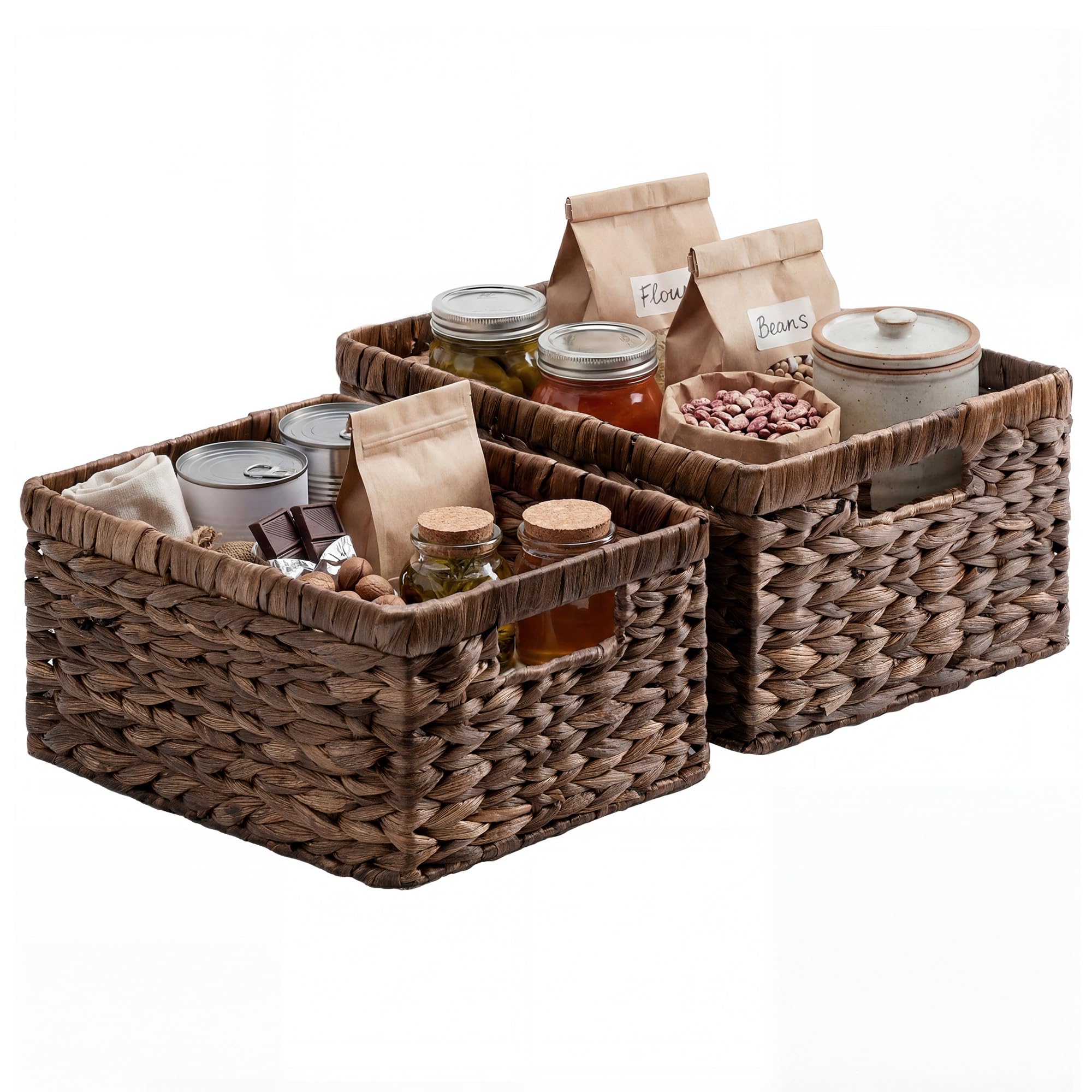 StorageWorks Wicker Baskets, Wicker Storage Baskets for Shelves, 2-Pack