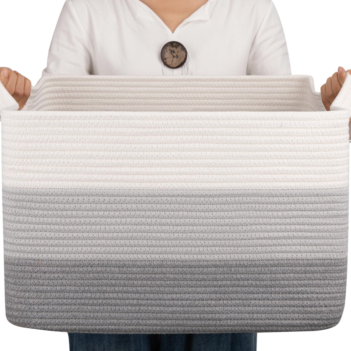 OIAHOMY Blanket Basket Laundry Basket Dog Toy Basket 75L Gradient Brown