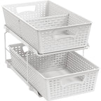 Simple Houseware 2 Tier Pull-Out Sliding Drawer Under Sink Storage, White