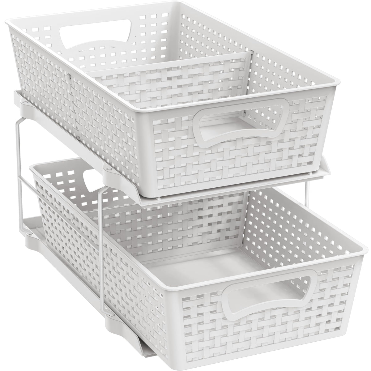 Simple Houseware 2 Tier Pull-Out Sliding Drawer Under Sink Storage, White