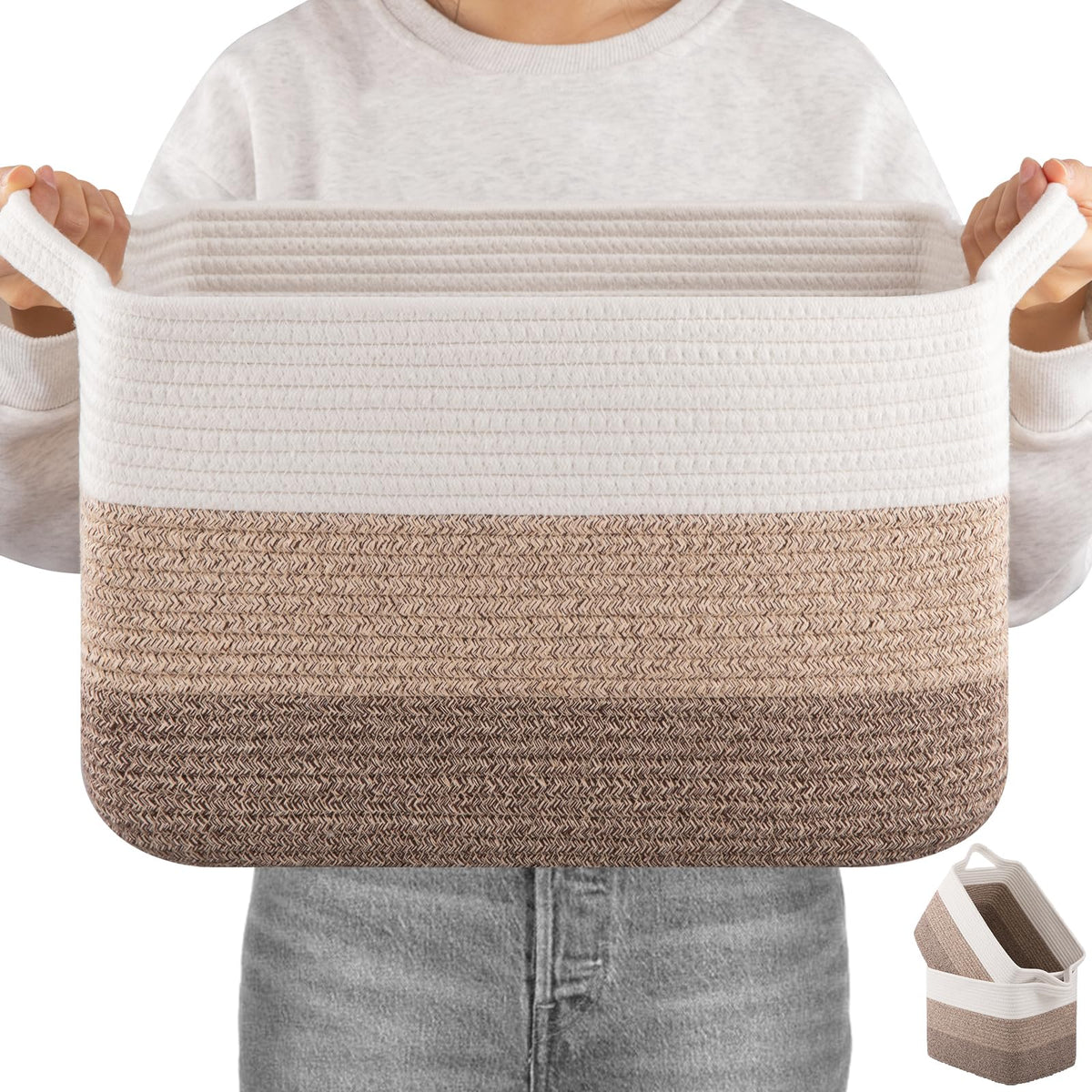 OIAHOMY Cotton Rope Storage Baskets for Organizing Gradient Yellow 3-Pack