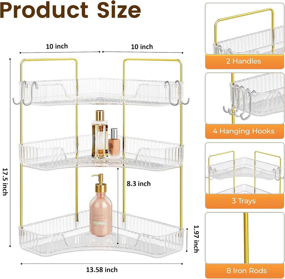 Corner Bathroom Counter Organizer 3-Tier Bathroom Organizer