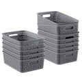 3 Pack Small Plastic Basket, Storage Bin Baskets for Organizing, Pantry Organizer Household Wicker Storage for Laundry Room, Bedrooms, Kitchens, Cabinets, Countertops, Dark Gray