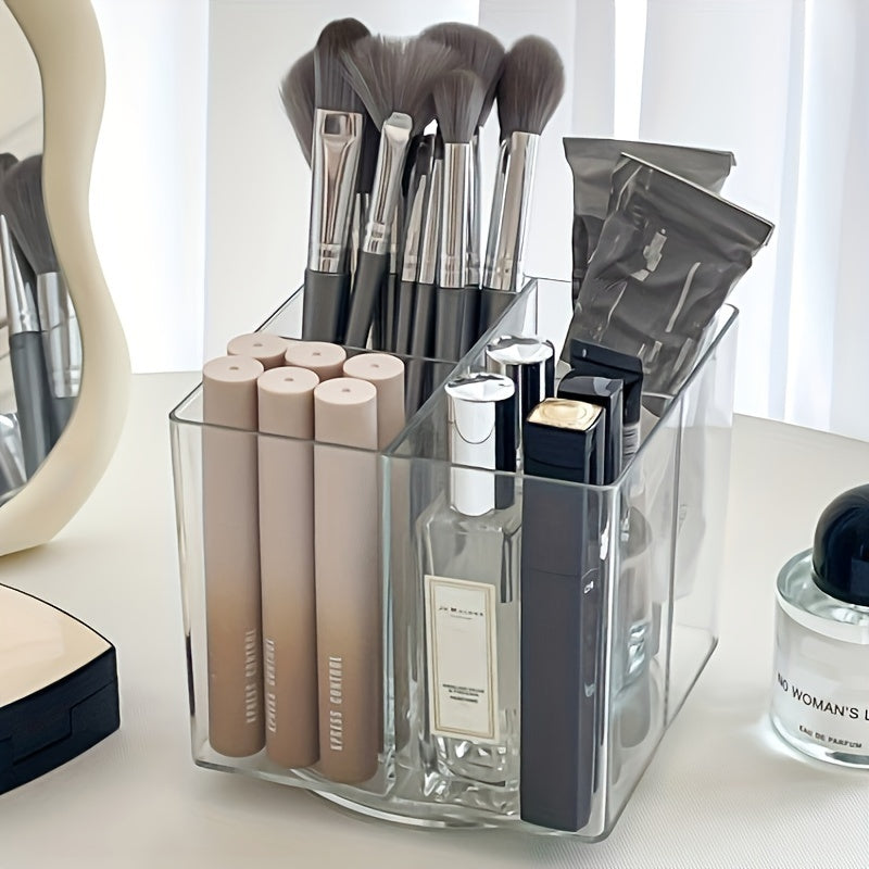 [Rotating Makeup Brush Bucket] 1pc storage for makeup, rotating makeup brush bucket, makeup storage box, pen holder, multifunctional desktop storage box, dressing table storage, desktop storage, stationery storage, office storage, bedroom storage, transpa