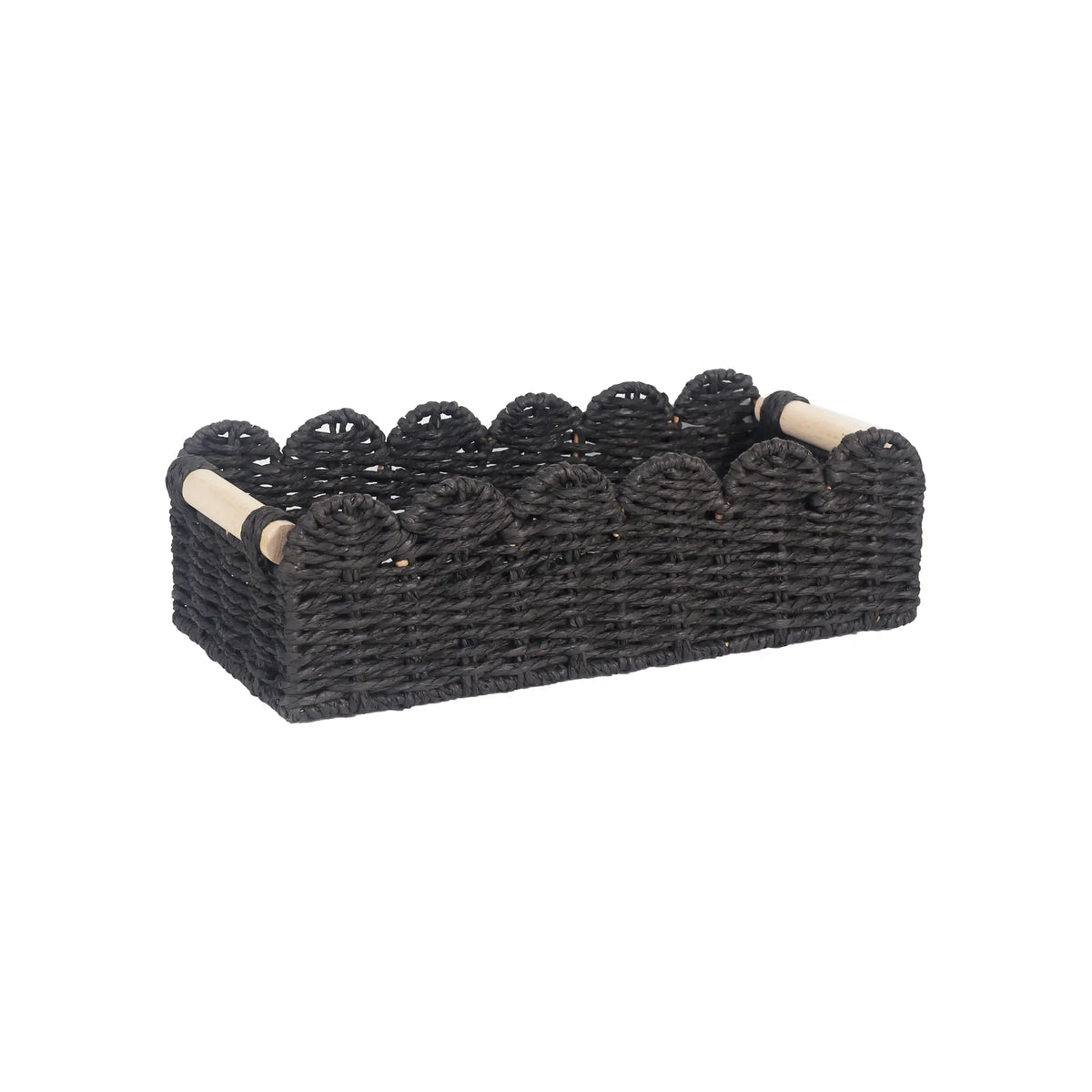Woven Storage Basket with Fan Edge Design, Natural Toilet Tank Top Shelf Basket for Bathroom Storage Baskets, Living Room & Bedroom Home Decor