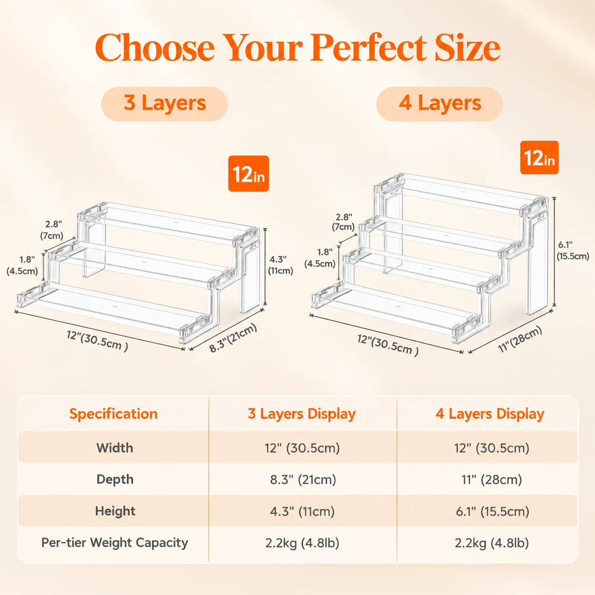 Lifewit 4-Layer Smooth Plastic Multifunctional Organizer Rack - Cosmetics, Spices & Fragrance Holder for Bathroom Counter, Bedroom Vanity & Dresser (Home Storage Solution), Cologne Stand Display, Rectangular