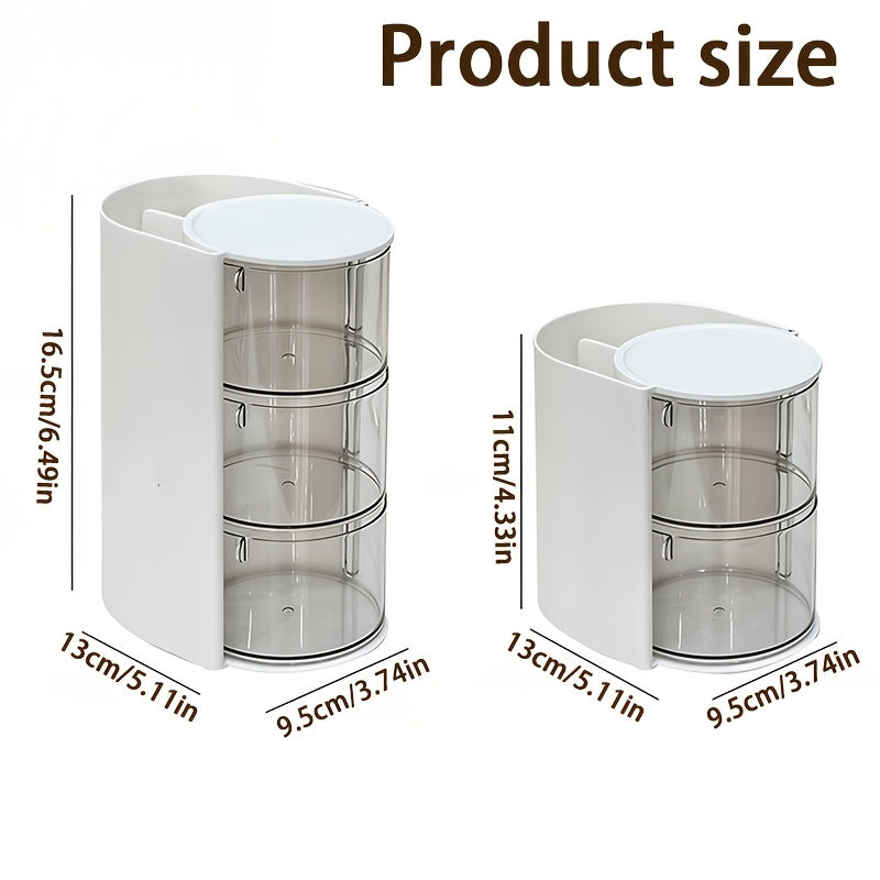 2/3-tier 180° Rotating Desktop Organizer, Makeup Sponge and Brush Holder, Multi-layer Desktop Storage for Easter Eggs, Cosmetics, Hair Ties, and Makeup Accessories, Rotating Transparent Hair Accessory Organizer | Dust-proof Plastic Material