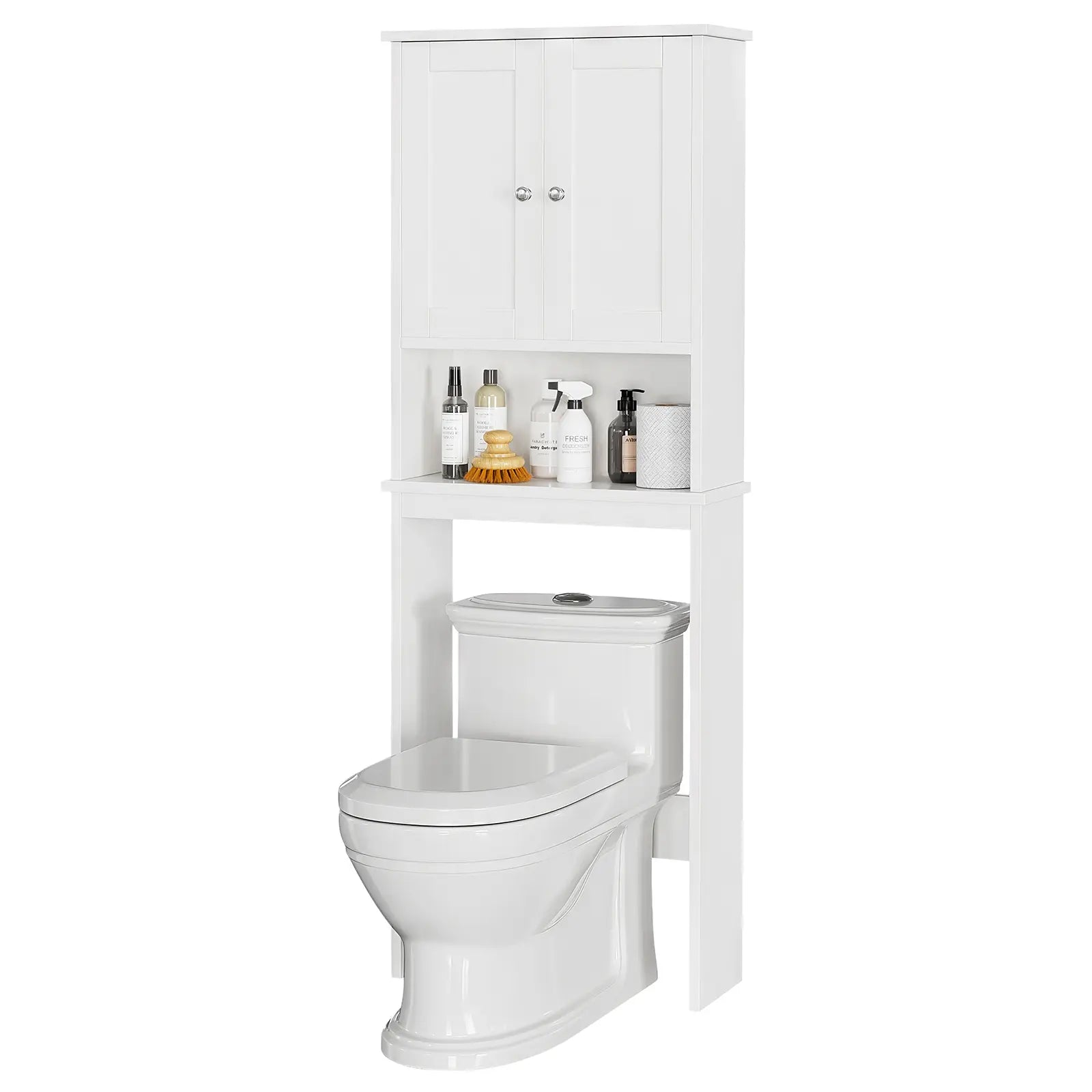 Walsunny Over The Toilet Storage Cabinet, Bathroom Shelf Organizer with Anti-Tip Device Small Freestanding Space Saver with Adjustable Decor Racks