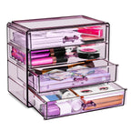 Sorbus Wide 4-Drawer Makeup Organizer Set for Vanity & Countertop (Clear)