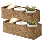 StorageWorks Toilet Paper Basket, 3-Section Water Hyacinth Storage Baskets