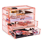 Sorbus Wide 4-Drawer Makeup Organizer Set for Vanity & Countertop (Clear)