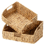 StorageWorks Pantry Baskets for Organizing, Wicker Basket with Built-in Handles, Handwoven Wicker Storage Baskets, Water Hyacinth for Shelves, 2 Pack