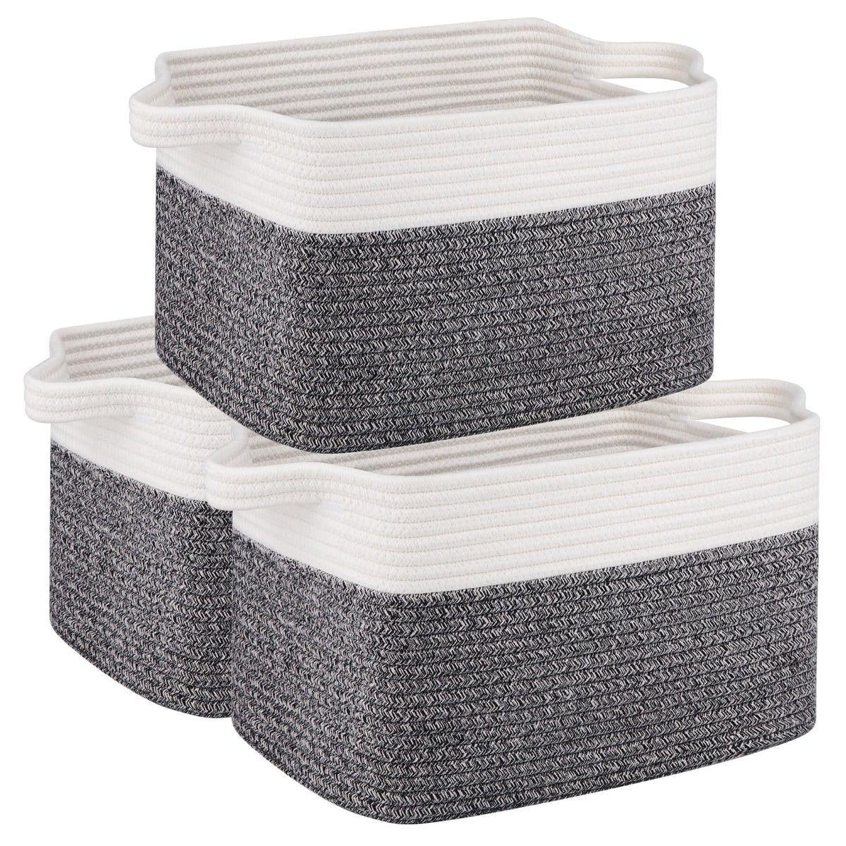 OIAHOMY 3-Pack Storage Basket Organizing Woven Basket for Shelves Brown