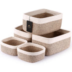 5-Pack Small Woven Rope Storage Baskets, 2 Sizes Organizer Bins