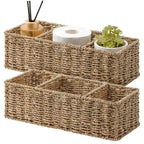 StorageWorks Toilet Paper Basket, 3-Section Water Hyacinth Storage Baskets