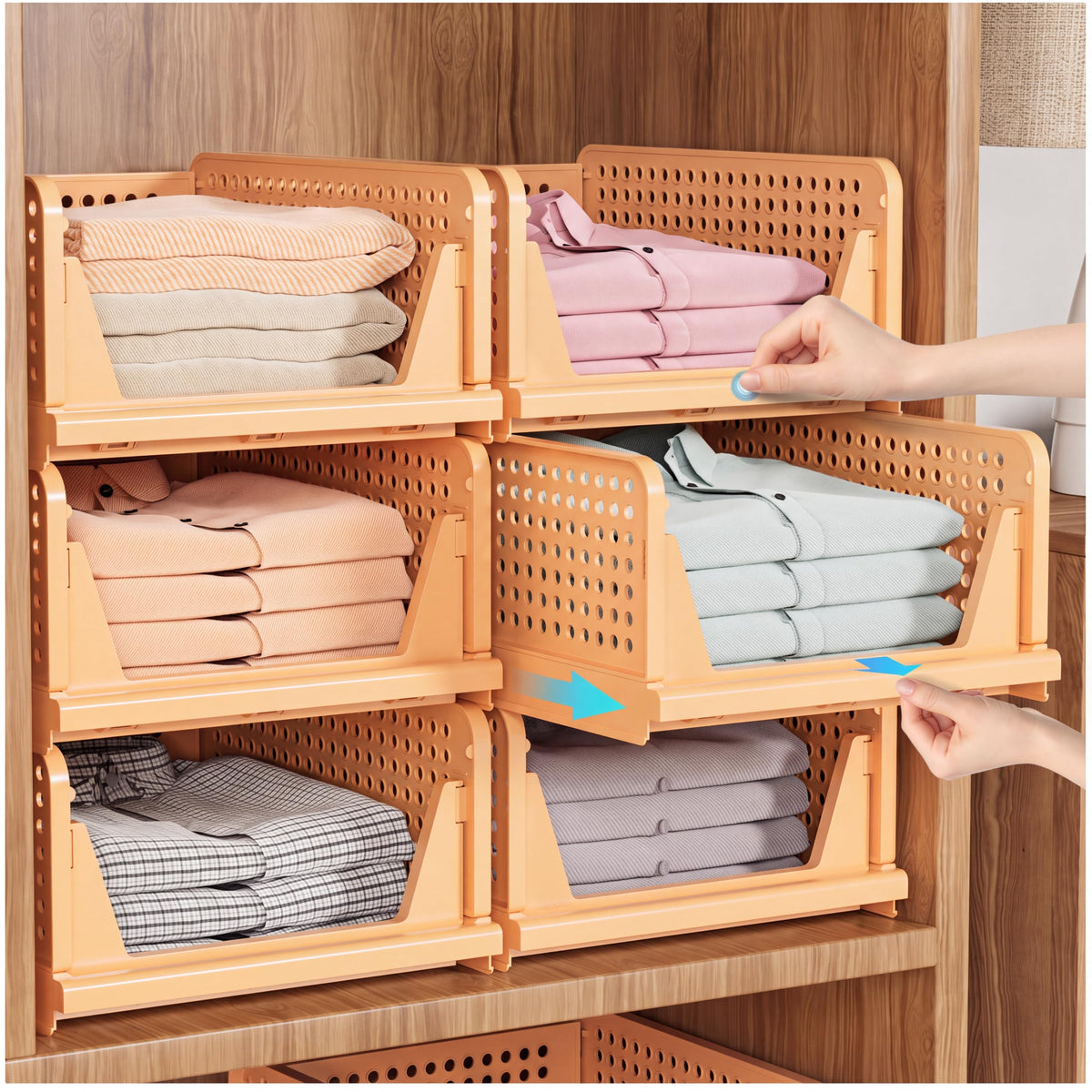 Upgraded Closet Organizers and Storage, Stackable Closet Organizer Basket