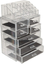 Sorbus Makeup Organizer, 7-Drawer Acrylic 2-Piece Set (Clear)
