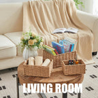 Small Wicker Basket for Organizing, Woven Storage Basket Sets of 3