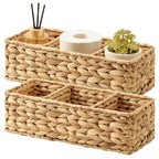 StorageWorks Toilet Paper Basket, 3-Section Water Hyacinth Storage Baskets