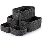 5-Pack Small Woven Rope Storage Baskets, 2 Sizes Organizer Bins
