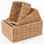 Small Wicker Basket for Organizing, Woven Storage Basket Sets of 3