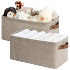 StorageWorks Narrow Storage Bins, Long Baskets, Brown and Beige, 2-Pack
