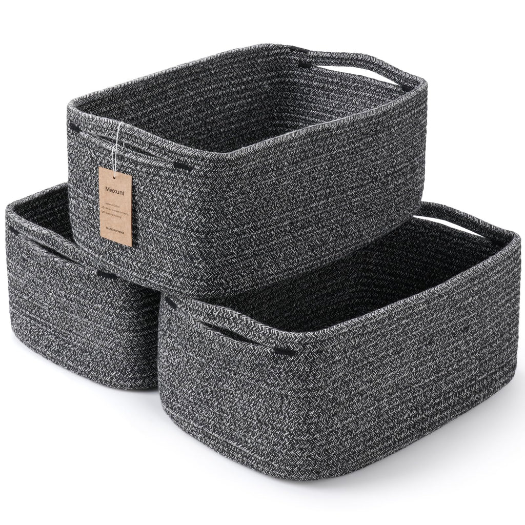 3 Pack Small Storage Baskets for Organizing, 11.8×7.8×5.1", Mixed Brown
