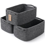 3 Pack Small Storage Baskets for Organizing, 11.8×7.8×5.1", Mixed Brown
