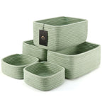 5-Pack Small Woven Rope Storage Baskets, 2 Sizes Organizer Bins
