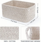 3 Pack Small Storage Baskets for Organizing, 11.8×7.8×5.1", Mixed Brown