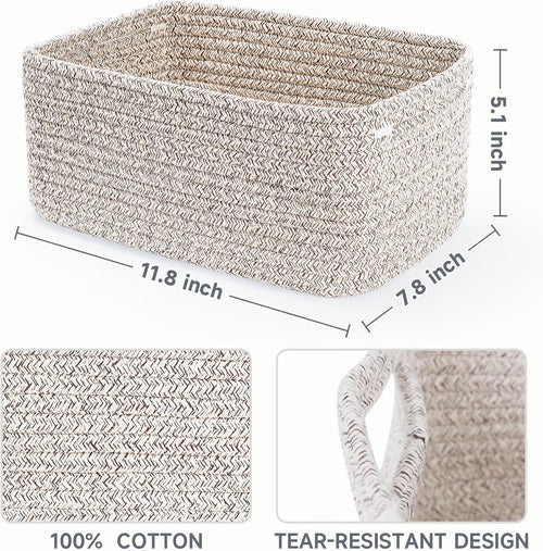 3 Pack Small Storage Baskets for Organizing, 11.8×7.8×5.1", Mixed Brown