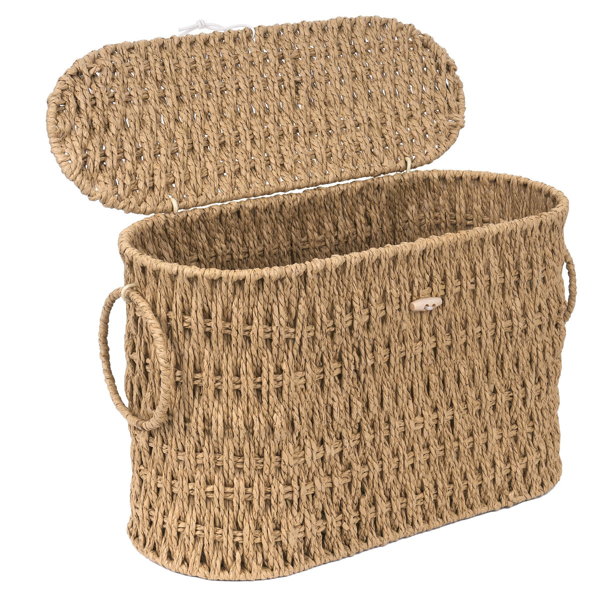 efluky Toilet Paper Storage Basket, Water Hyacinth Slim Toilet Paper Holder with Lid- Holds Up to 9 Mega Rolls, Home Bathroom Decor Organizer