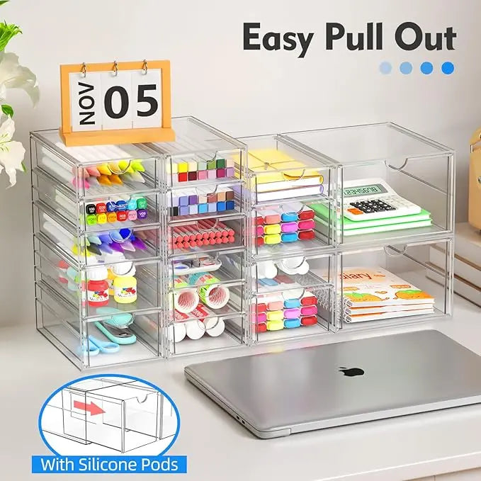 13 Drawer Clear Acrylic Organizer, Storage Organizer for Bathroom Vanity, Makeup, Kitchen Pantry, Countertop and Home Organization
