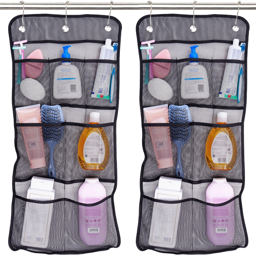 S&T INC. Shower Organizer and Caddy, 2 Pack, 14" x 30", White