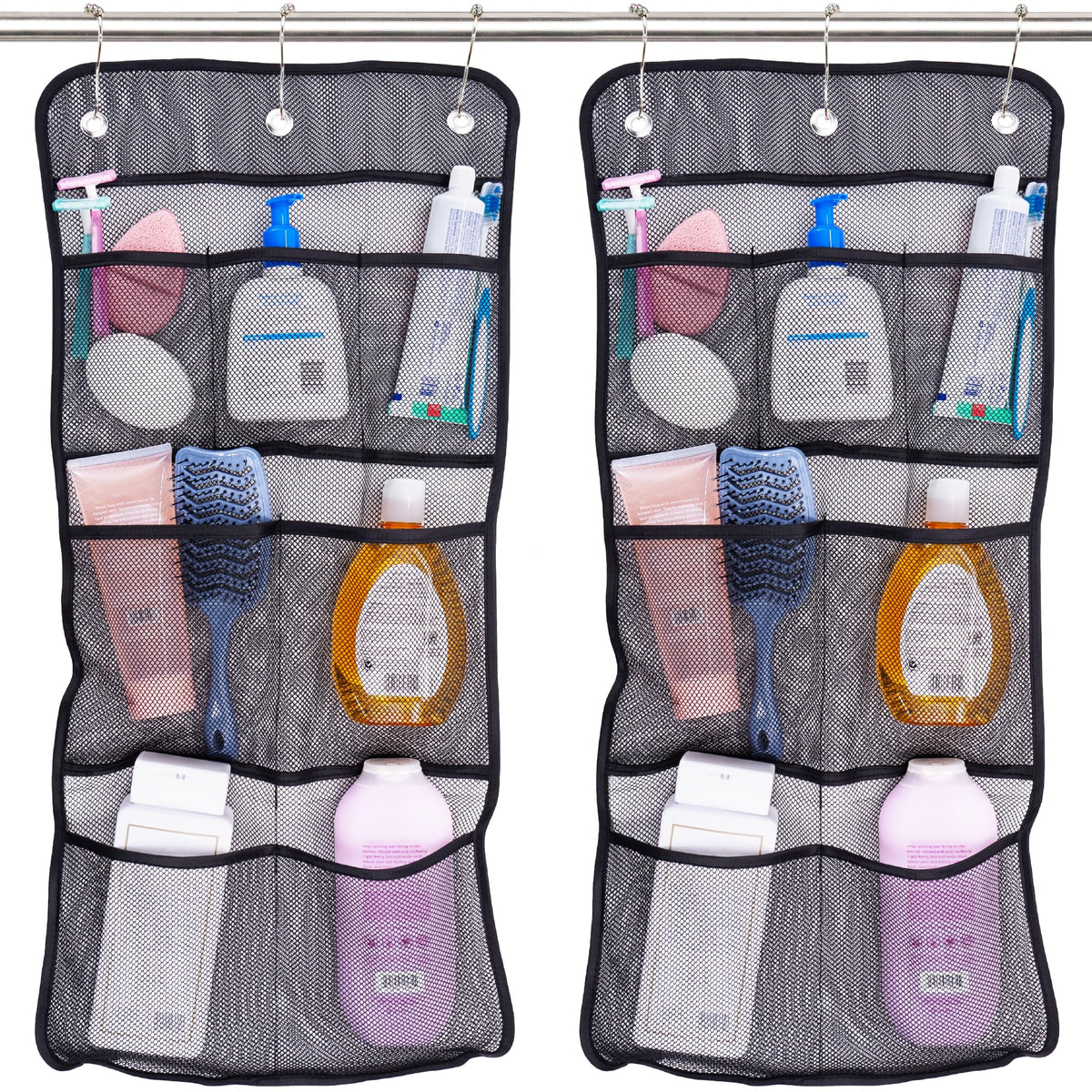 S&T INC. Shower Organizer and Caddy, 2 Pack, 14" x 30", White