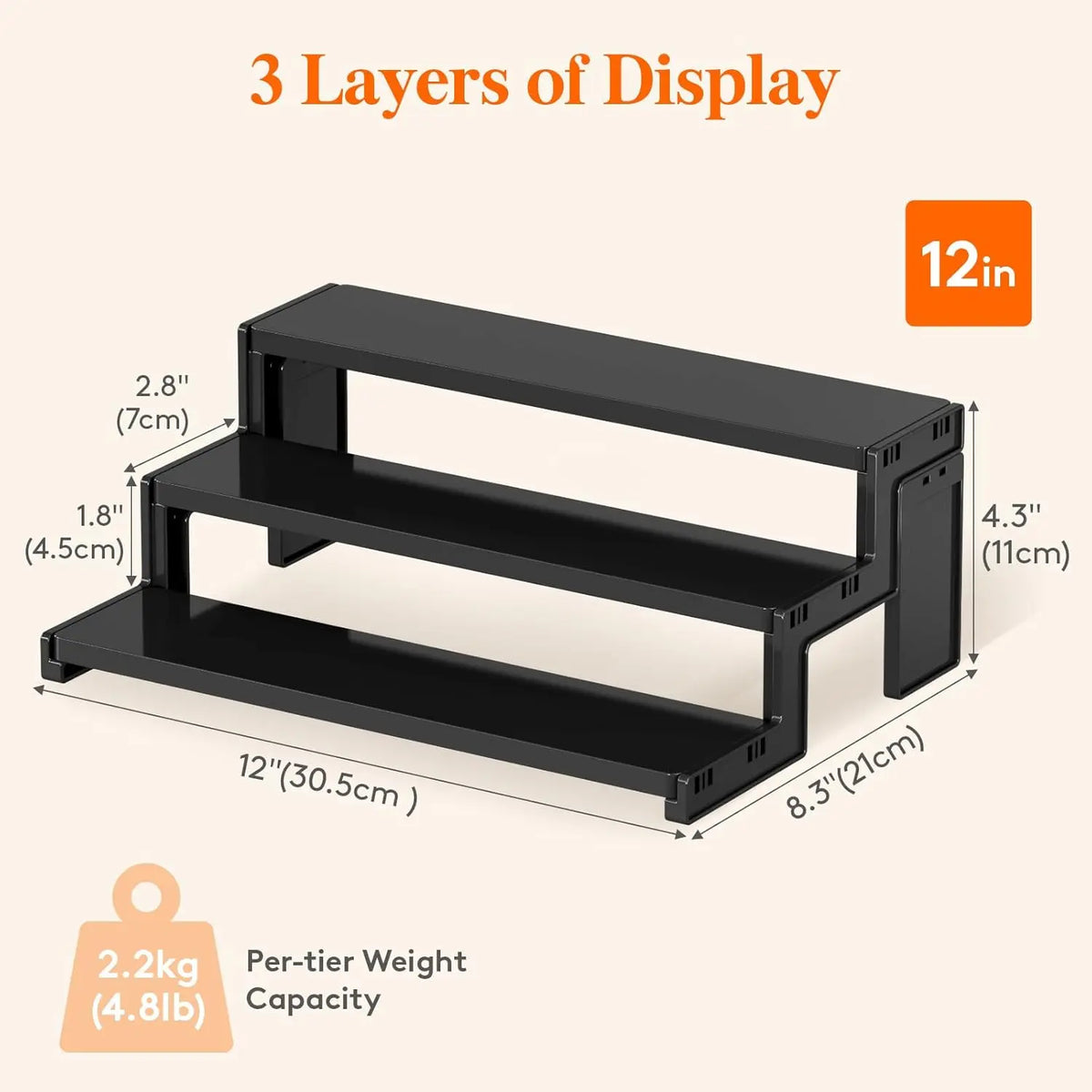 Lifewit 4-Layer Smooth Plastic Multifunctional Organizer Rack - Cosmetics, Spices & Fragrance Holder for Bathroom Counter, Bedroom Vanity & Dresser (Home Storage Solution), Cologne Stand Display, Rectangular