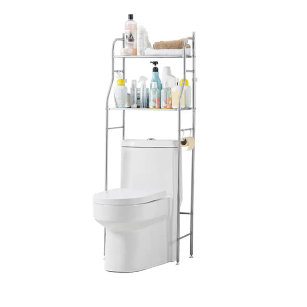 Space-Saving Over-the-Toilet Storage Rack, 3-Tier Freestanding Stainless Steel Bathroom Organizer with Detachable Towel Hooks & Toilet Paper Holder, Floor Standing Bathroom Shelving Unit for Small Bathrooms Laundry Restrooms, Black Finish
