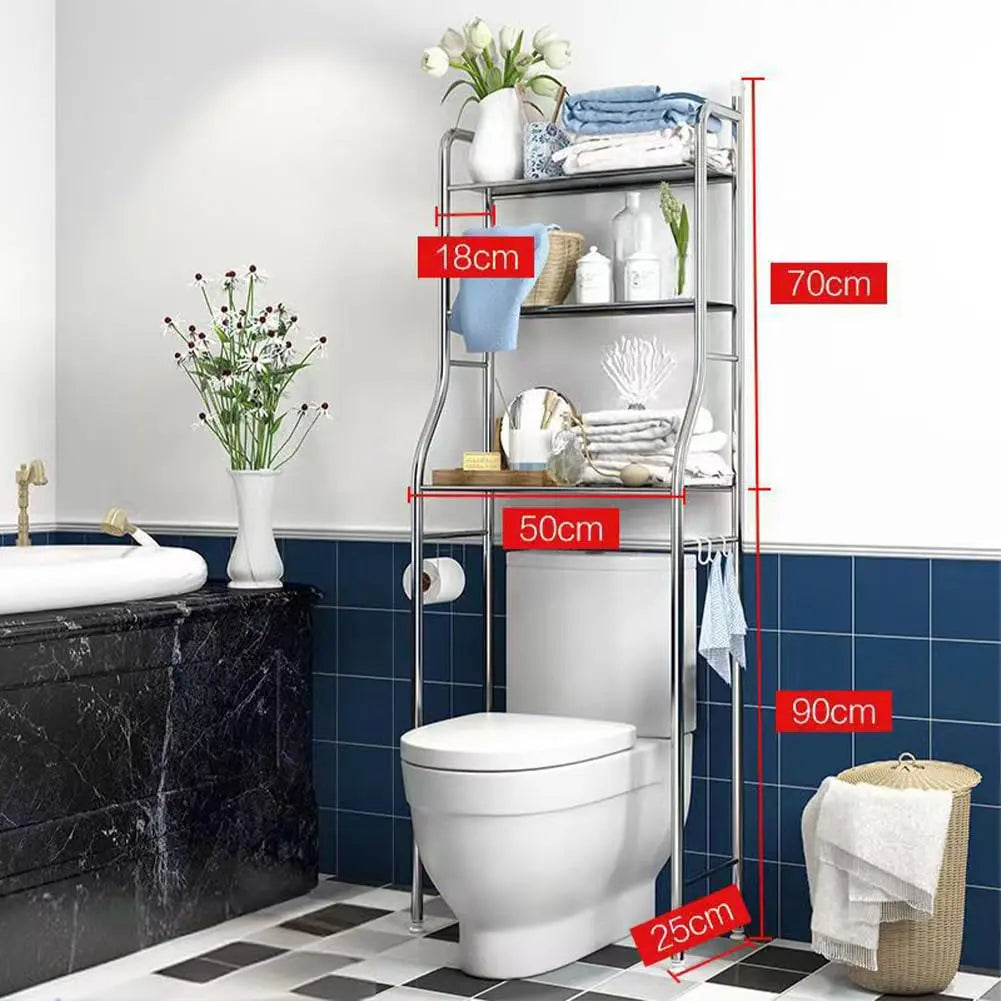 Gaomon Iron/Steel Freestanding Over Toilet Storage Rack - 1 Unit Small-Space Bathroom Organizer with Towel Hooks, Built-In TP Holder, Removable Bathroom Organizing Accessories, Space-Saving Restroom Shelf