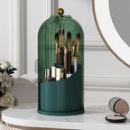 Luxury 360-Degree Rotating Makeup Brush Holder with Transparent Door Lid - Cosmetic Storage Box, Makeup Organizer, Bathroom Organizer, Container for Vanity Desktop Countertop Storage Organization, Beauty Supplies Organizer,back to school