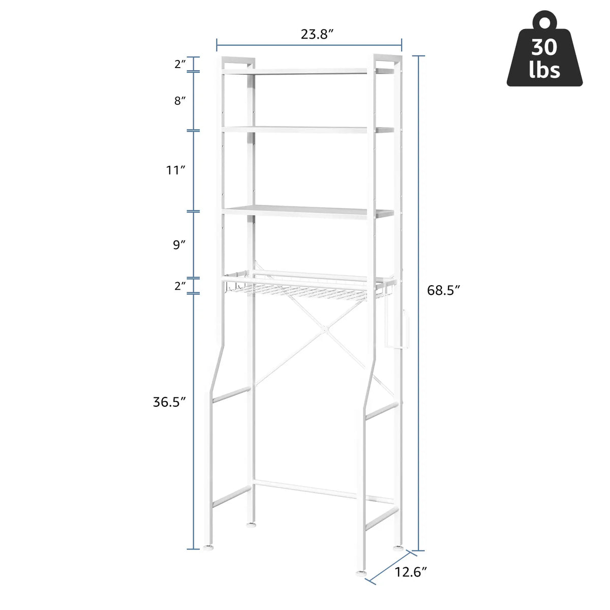 Sweetcrispy 68.5" Tall Storage Freestanding Bathroom Rack - Iron & Wood Over-the-Toilet Organizer, Home Decor, Bathroom Decor, Tall Bottle Fit for Towels & Toiletries, Rustic Design for Organized Setup