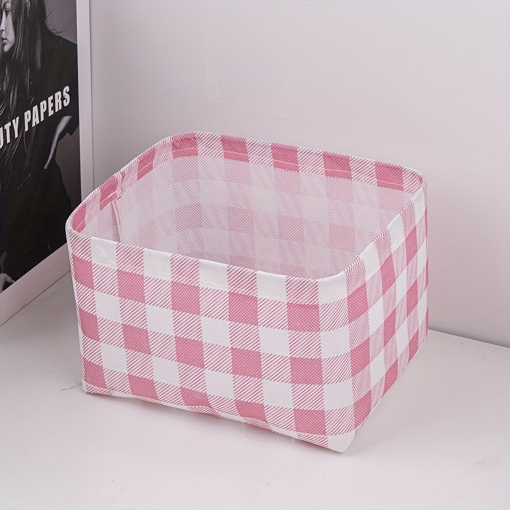 1pc Foldable Mini Non-woven Fabric Storage Basket- Wardrobe Organizer Closet Organizer, Versatile Storage Bin for Cosmetics, Stationery, Underwear, Socks - Perfect for Home, Dorm, Office Desk Organization | Bathroom Vanity Makeup Organizer