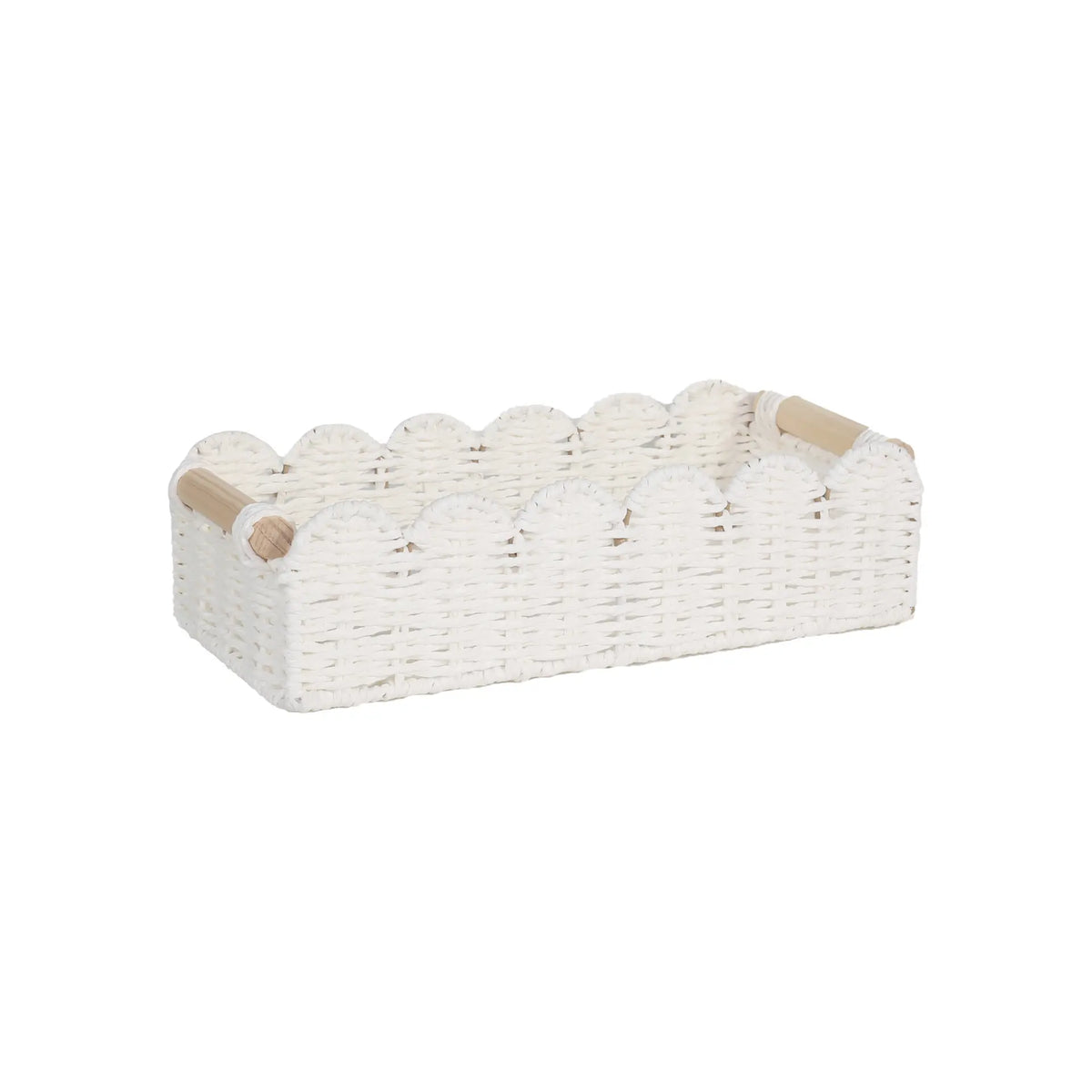 Rattan Wicker Storage Basket Handwoven Natural with Fan Edge Design, Toilet Tank Top Organizer and Decorative Basket for Bathroom Bedroom Living