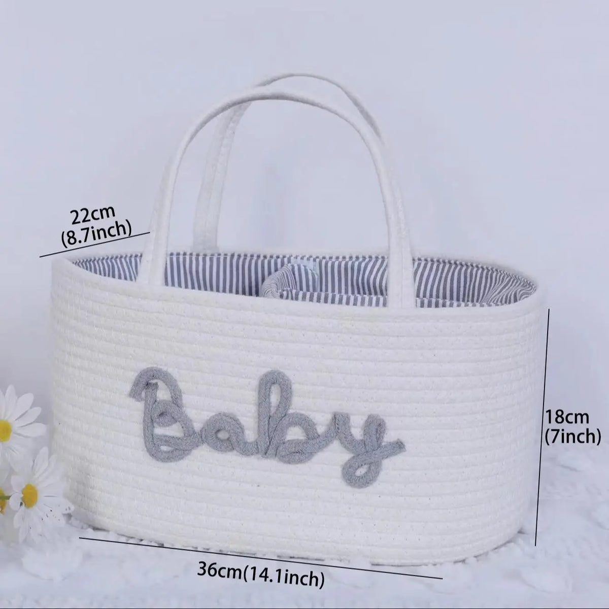 Three-Tier Letter Design Storage Basket, Portable Baby Organizer, Large Capacity Holder for Bottles & Diapers, Home Bathroom Living Room Use